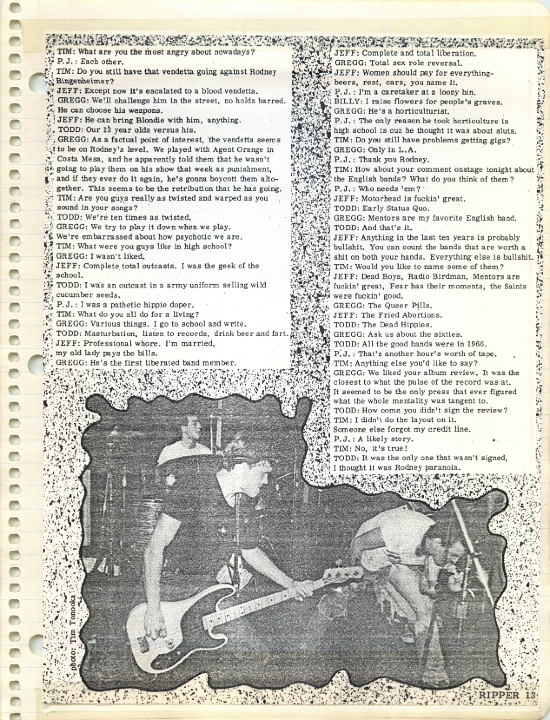 ANGRY SAMOANS Metal Mike Scrapbook 1981 – P.J. Galligan on Lead Guitar Page 3